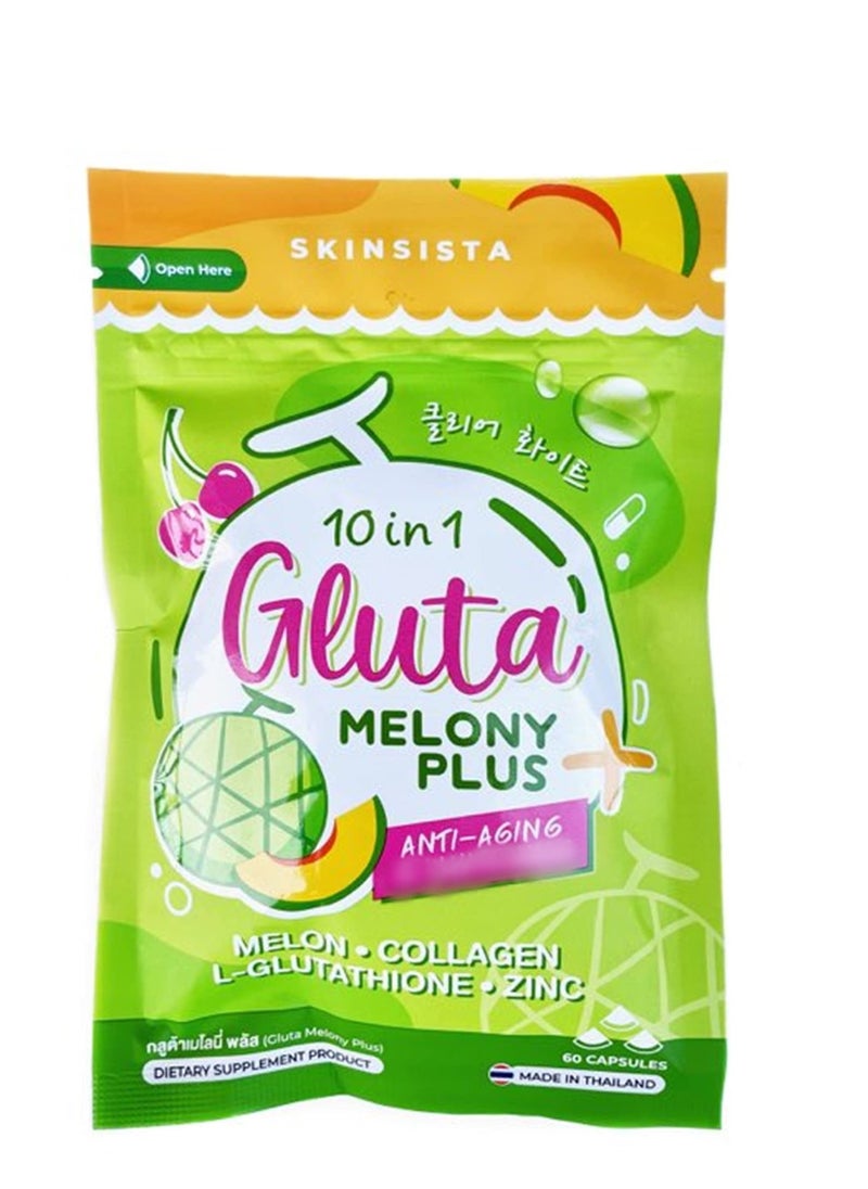 SKINSISTA - Skinsita 10 in 1 Gluta Melony Plus + Anti-Aging & Whitening (60 Capsules) - Image 1