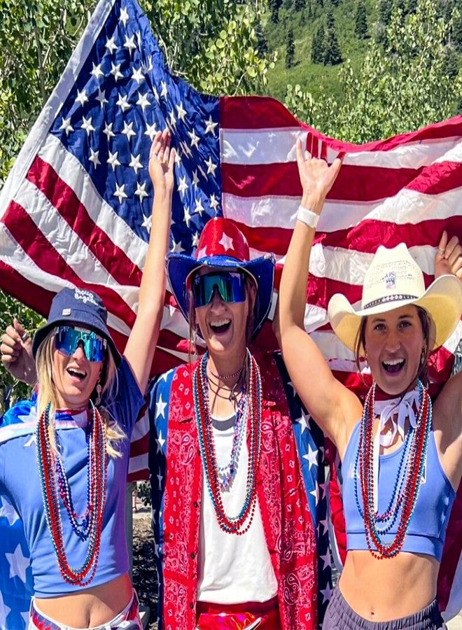 LINSIRON 240PCS 4th of July Accessories, 33" Red Silver Blue Beads Bulk, Patriotic Beads Necklaces, 4th of July Necklace for Patriotic Day Memorial Day Independence Day Decor Parades Party Supplies - Image 5