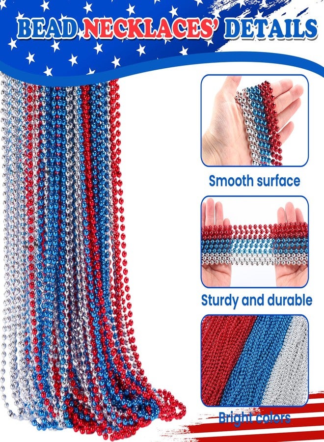LINSIRON 240PCS 4th of July Accessories, 33" Red Silver Blue Beads Bulk, Patriotic Beads Necklaces, 4th of July Necklace for Patriotic Day Memorial Day Independence Day Decor Parades Party Supplies - Image 2