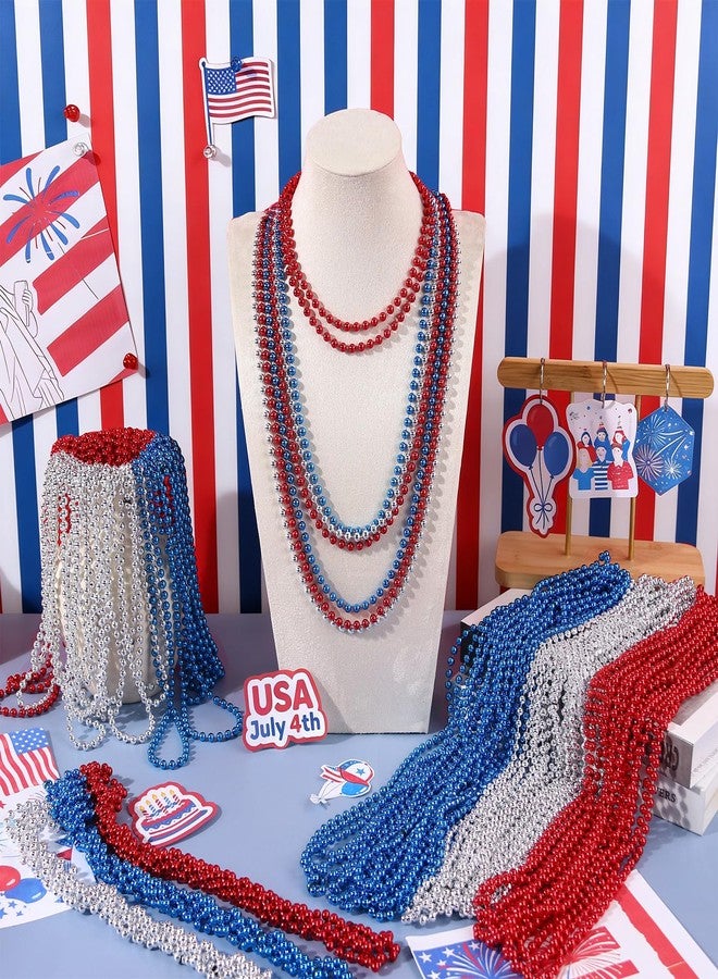 LINSIRON 240PCS 4th of July Accessories, 33" Red Silver Blue Beads Bulk, Patriotic Beads Necklaces, 4th of July Necklace for Patriotic Day Memorial Day Independence Day Decor Parades Party Supplies - Image 4