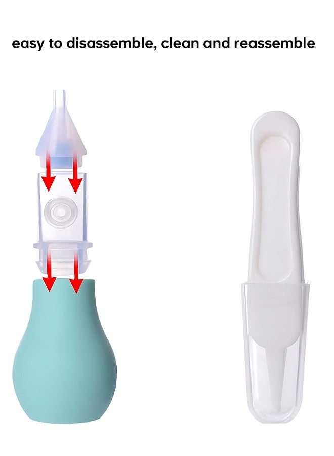 OAGA Silicone Baby Nasal Aspirator,  Premium Anti-backflow Nose Cleaner,  Manual Nasal Snot Sucker with Carrying Case,  and Nose Cleaning Tweezers for Nose Congestion Relief in Babies and Toddlers Cleanable and Reusable (Green) - Image 2