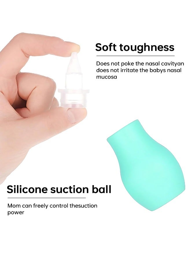 OAGA Silicone Baby Nasal Aspirator,  Premium Anti-backflow Nose Cleaner,  Manual Nasal Snot Sucker with Carrying Case,  and Nose Cleaning Tweezers for Nose Congestion Relief in Babies and Toddlers Cleanable and Reusable (Green) - Image 3