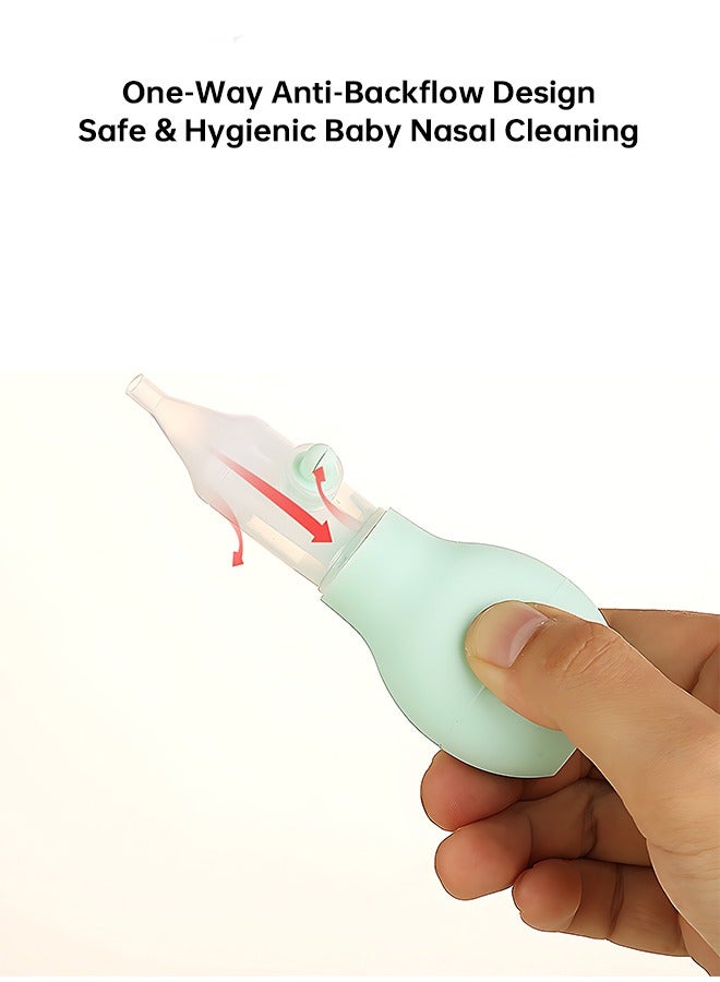 OAGA Silicone Baby Nasal Aspirator,  Premium Anti-backflow Nose Cleaner,  Manual Nasal Snot Sucker with Carrying Case,  and Nose Cleaning Tweezers for Nose Congestion Relief in Babies and Toddlers Cleanable and Reusable (Green) - Image 5