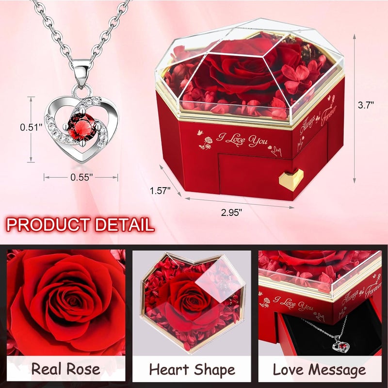 minstely Real Preserved Rose and Necklace Gifts Set for Mom Wife Girlfriends Anniversary Forever Flower Gifts for Her Birthdays Thanksgiving Idea for Women - Image 4