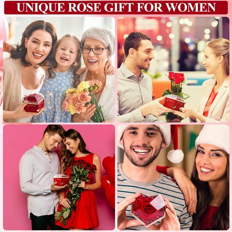 minstely Real Preserved Rose and Necklace Gifts Set for Mom Wife Girlfriends Anniversary Forever Flower Gifts for Her Birthdays Thanksgiving Idea for Women - Image 5