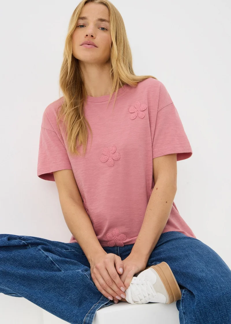 Matalan Pink Lace Flower T-Shirt