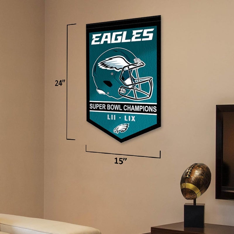 WinCraft Philadelphia Eagles 2 Time Super Bowl Champions Banner Pennant - Image 3