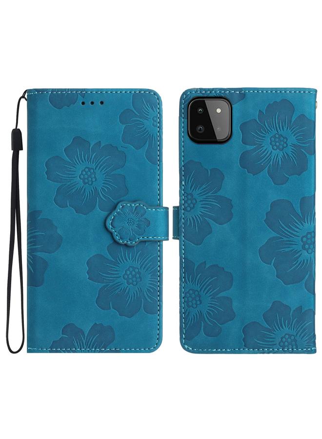 اس-توب جراب لهاتف Samsung Galaxy A22 5G مصنوع من الجلد بنقشة زهور - Image 1