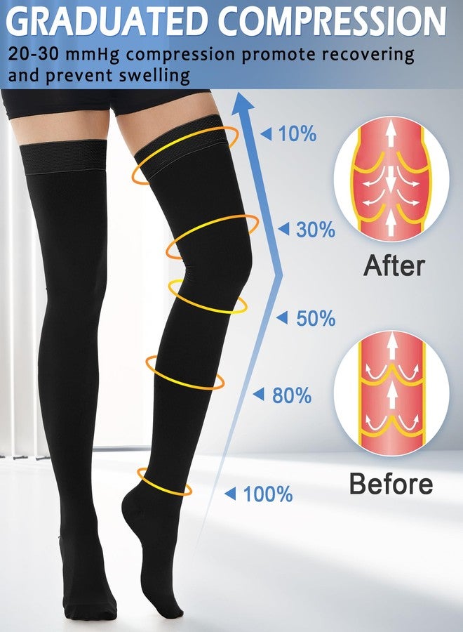 Ailaka Medical Compression Stockings for Women & Men, 20-30 mmHg Thigh High Compression Socks with Closed Toe, Graduated Support Hose for Varicose Veins, Edema, Circulation, Long Flight, Post-Surgery Recovery - Image 2