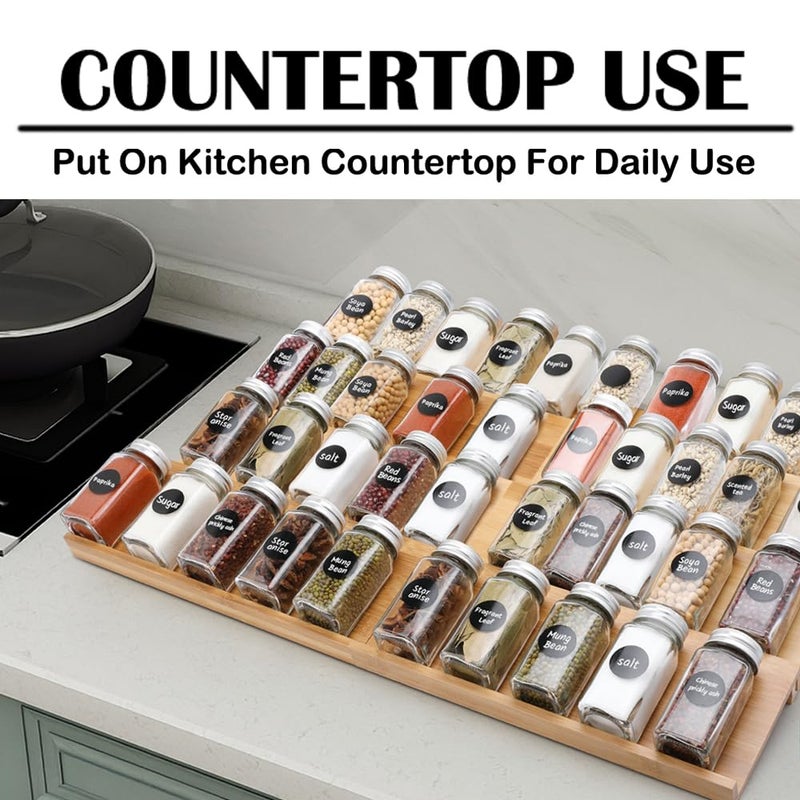 Mugath Wooden Spice Drawer Organizer 8 Pcs Interlocking Expandable Seasoning Rack Tray Insert for Kitchen Drawers Spice Rack Drawer for Spice Jars - Image 5