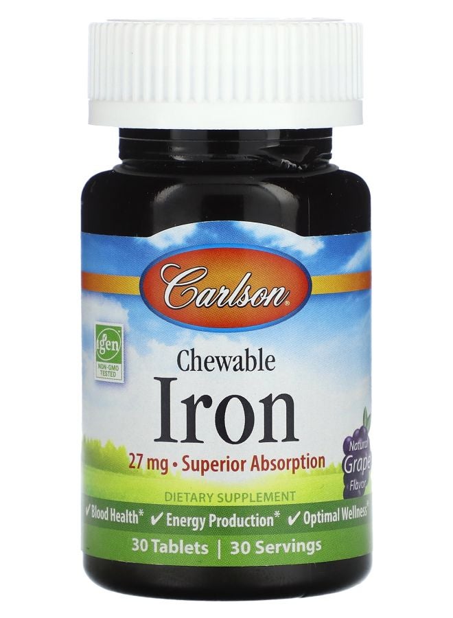 Chewable Iron Natural Grape 27 mg 30 Tablets