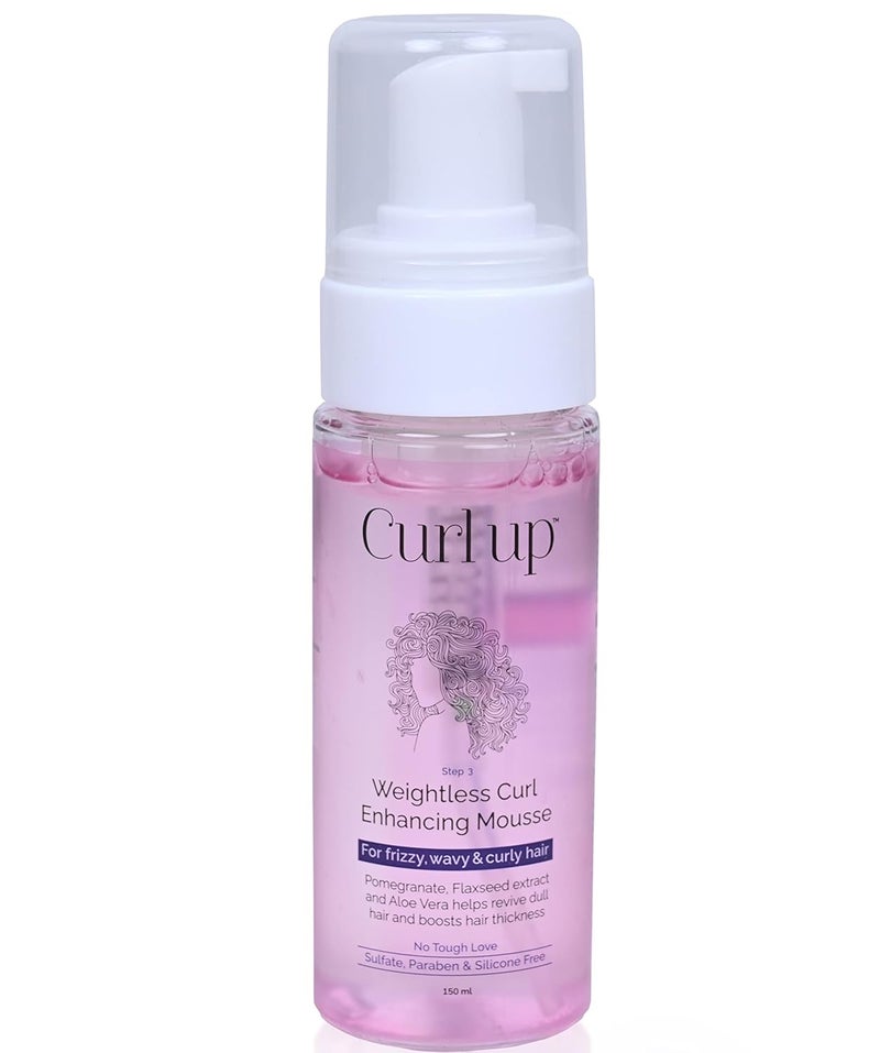 Curl Up Curl Up Weightless Curl Enhancing Mousse Wavy Curly Hair Mousse Light Weight Styler Defines Curls adds Shine and Volume Hair Mousse for Women Men 150ml  - Image 1