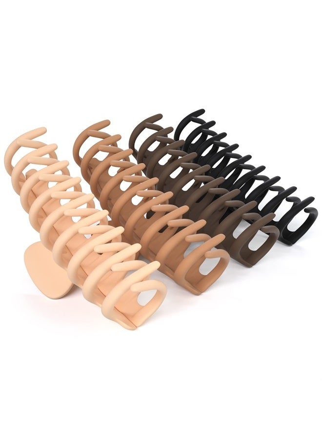 framar Large Claw Clips For Thick Hair – Large Hair Clip For Thick Hair, Girls Hair Clips Claw, Big Hair Clips For Thick Hair, Xl Claw Clips For Thick Hair, Matte Claw Clips, Neutral Hair Clips 4 Pack - Image 1