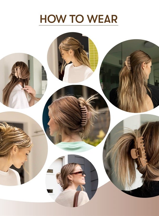 framar Large Claw Clips For Thick Hair – Large Hair Clip For Thick Hair, Girls Hair Clips Claw, Big Hair Clips For Thick Hair, Xl Claw Clips For Thick Hair, Matte Claw Clips, Neutral Hair Clips 4 Pack - Image 3