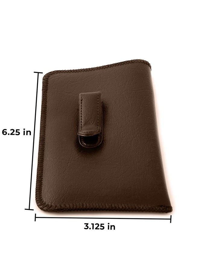 Calabria Mens Soft Slip-In Case w/ Metal Clip Jumbo Sized in Brown - Image 4