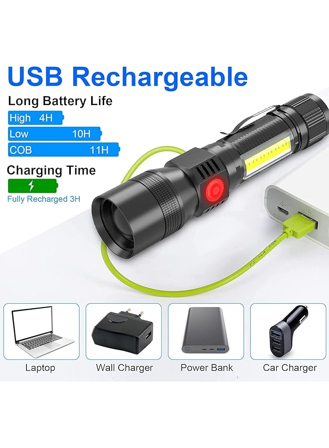 Excefore Scorpion Flashlight with Magnet 3 in 1 Tactical UV 395nm Blacklight Redlight and Side Work Light 1200 Lumen Zoomable 7 Modes IPX6 Waterproof LED Torch Ideal for Camping - Image 5