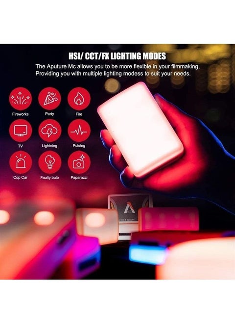 Aputure AL-MC RGB On-Camera Video Light, TLCI/CRI 95+, 3200-5600K Adjustable, 0-100% Stepless Dimming, 9 Pre-Programmed Lighting Effect Mode, Wireless App Control