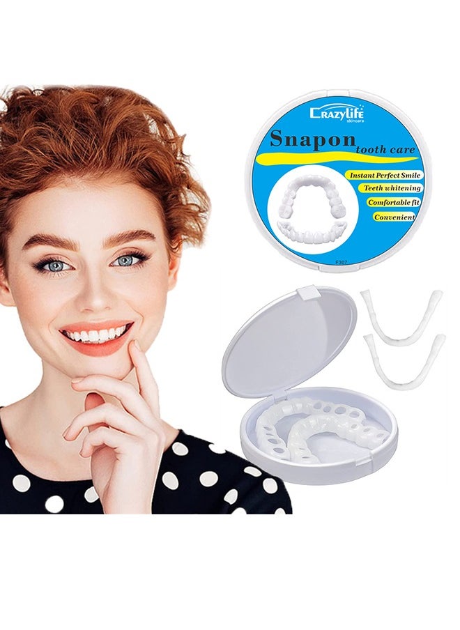 Crazylife Instant Perfect Smile Comfort Fit Flex Teeth Veneers Denture for Top and Bottom Teeth to Make White Tooth Beautiful Neat  - Image 1