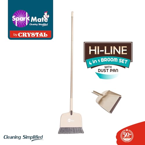 Sparkmate By Crystal Hi-Line 4 in 1 Broom with Dustpan, Adjustable Bristles - Image 2