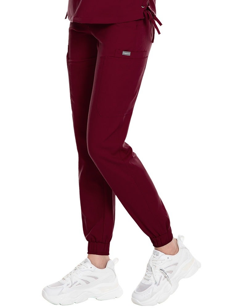 إسكدنيا الطبية الموحدة ، متجمد السراويل ، سراويل الركض محايدة تمتد الخصر ، وزرة ، والنبيذ الأحمر - Image 2