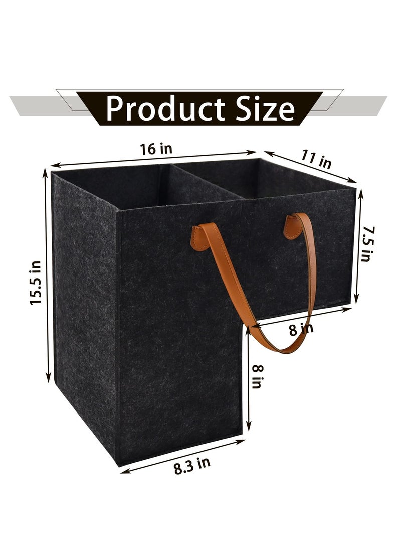 Stair Basket with Leather Handle for Carpeted Stairs, Staircase Basket with Collapsible Baffle for 16’’ wooden stairs, Foldable Basket Organizer for Office Home stairway in tidy and Storage