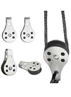 Generic Pulley Block, 4 Pcs Single Pulley Block,Stainless Steel Pulley Wire Rope Controller Silver Pulley Block  - Image 1