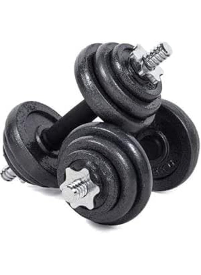 Adjustable Dumbbell Set - Cast Iron Spinlock Hand Dumbbell Weight Set With Black Carry Case - Perfect for Weight Lifting, Barbell Bench Press, Exercise, Fitness - 20KG