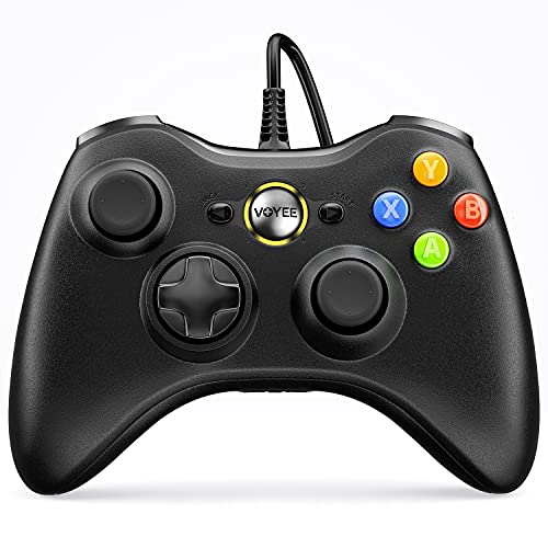 VOYEE PC Controller, Wired Controller Compatible with Microsoft Xbox 360 & Slim/PC Windows 10/8/7, with Upgraded Joystick, Double Shock | Enhanced (Black) - Image 1