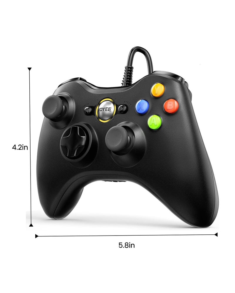 VOYEE PC Controller, Wired Controller Compatible with Microsoft Xbox 360 & Slim/PC Windows 10/8/7, with Upgraded Joystick, Double Shock | Enhanced (Black) - Image 2