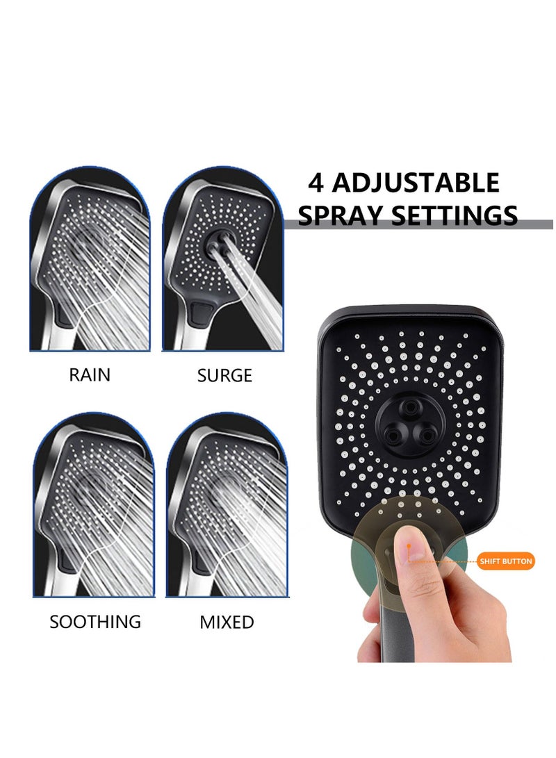 Excefore Shower Head High Pressure Shower Heads with 4 Spray Modes, Powerful Square Shower Head to Increase Water Pressure, Handheld Shower Head, Universal Water Saving Shower Head  - Image 2