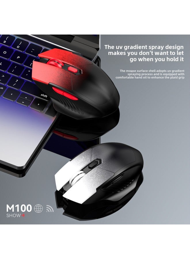 USB-C Trend Wireless Mouse Gradient Mute Office Game Dual-mode Charging Bluetooth Mouse-Specifications:2.4g Rechargeable Version-black (type-c Receiver) - Image 3