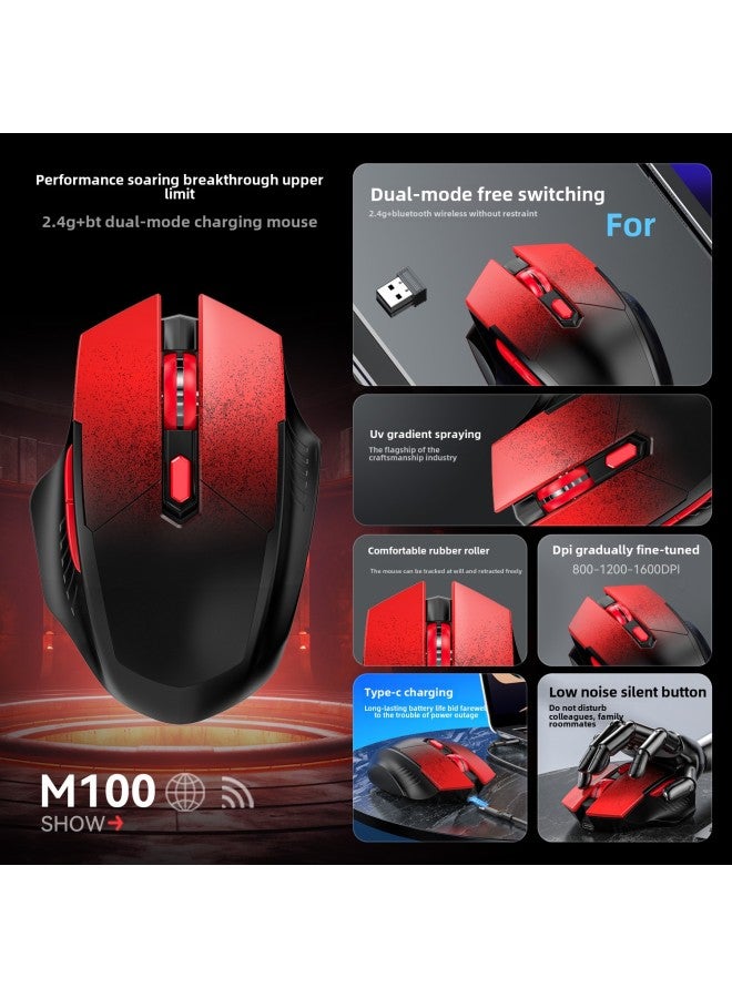 USB-C Trend Wireless Mouse Gradient Mute Office Game Dual-mode Charging Bluetooth Mouse-Specifications:2.4g Rechargeable Version-black (type-c Receiver) - Image 5