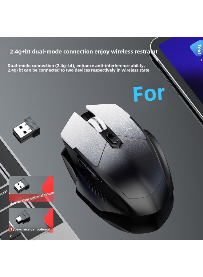 USB-C Trend Wireless Mouse Gradient Mute Office Game Dual-mode Charging Bluetooth Mouse-Specifications:2.4g Rechargeable Version-black (type-c Receiver) - Image 2