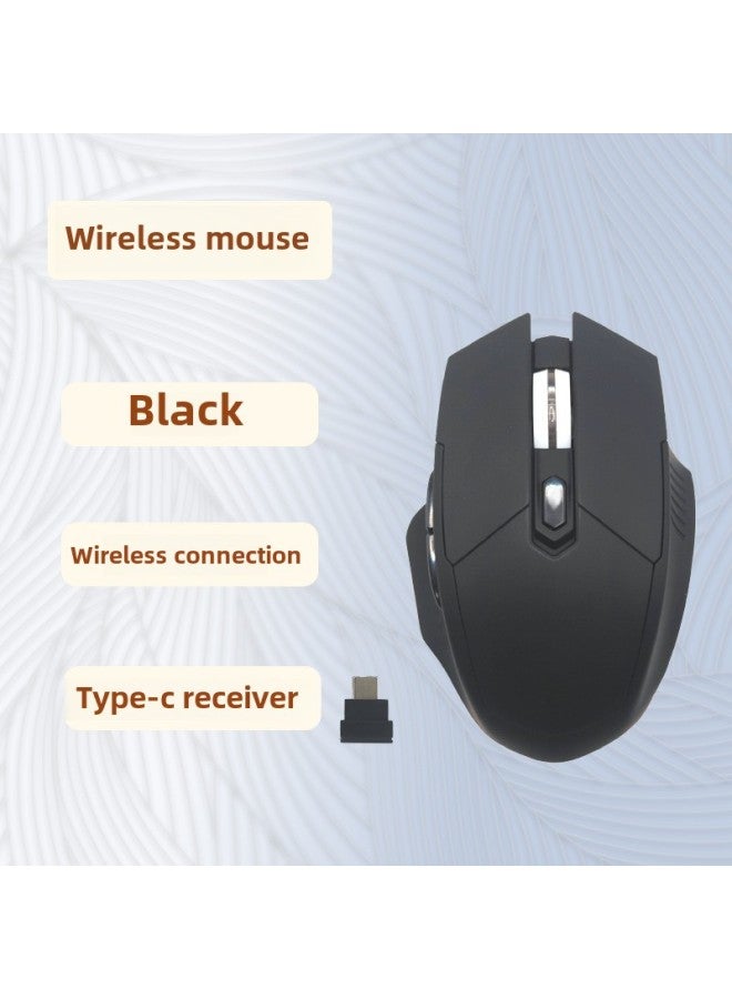 USB-C Trend Wireless Mouse Gradient Mute Office Game Dual-mode Charging Bluetooth Mouse-Specifications:2.4g Rechargeable Version-black (type-c Receiver) - Image 1