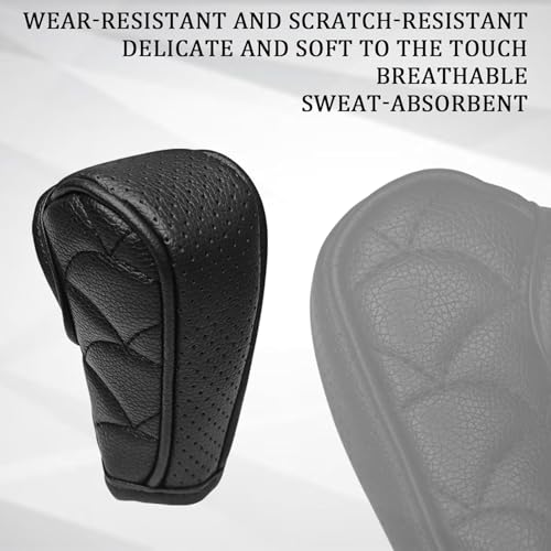 aakichi Universal Car Gear Shift Knob Cover, PU Leather, Manual and Automatic Compatible with All Car's & SUVs (Black) - Image 4