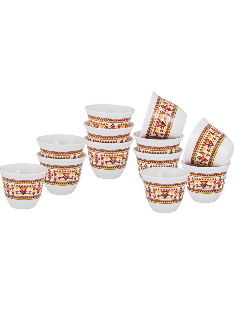 Elegant Saudi coffee cup set, made of pure white porcelain with a traditional engraving, 12 pieces - Image 1