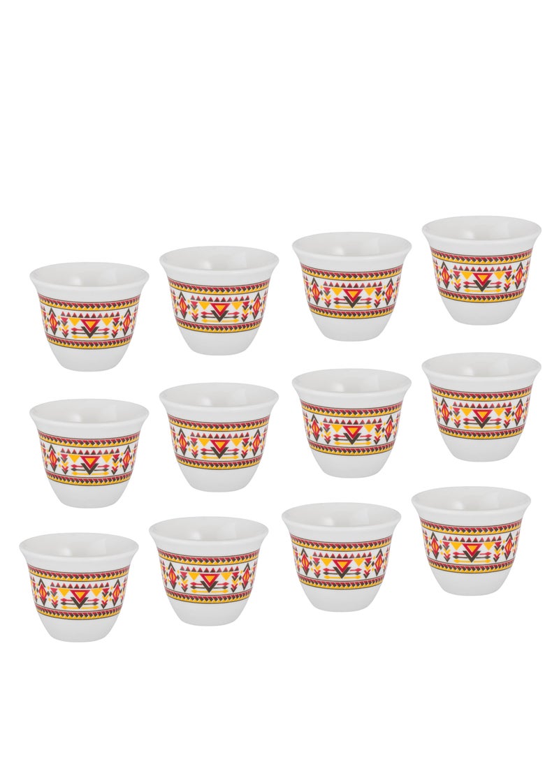 Elegant Saudi coffee cup set, made of pure white porcelain with a traditional engraving, 12 pieces - Image 2