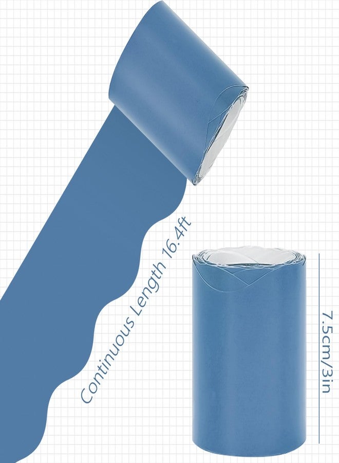 Whaline 65.6ft Summer Blue Bulletin Board Borders 4 Rolls Blue Series Die-Cut Board Trim for School Classroom Office Chalkboard - Image 2