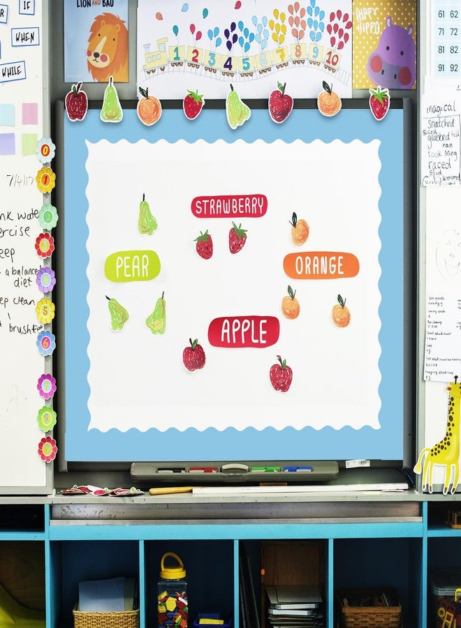 Whaline 65.6ft Summer Blue Bulletin Board Borders 4 Rolls Blue Series Die-Cut Board Trim for School Classroom Office Chalkboard - Image 5