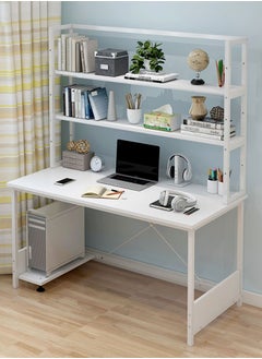 JANTENS Computer Desk with Adjustable Bookshelf 120x60x170cm White Engineered Wood  - Image 1