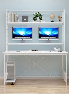 JANTENS Computer Desk with Adjustable Bookshelf 120x60x170cm White Engineered Wood  - Image 5