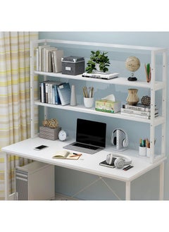 JANTENS Computer Desk with Adjustable Bookshelf 120x60x170cm White Engineered Wood  - Image 2