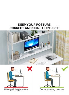 JANTENS Computer Desk with Adjustable Bookshelf 120x60x170cm White Engineered Wood  - Image 3
