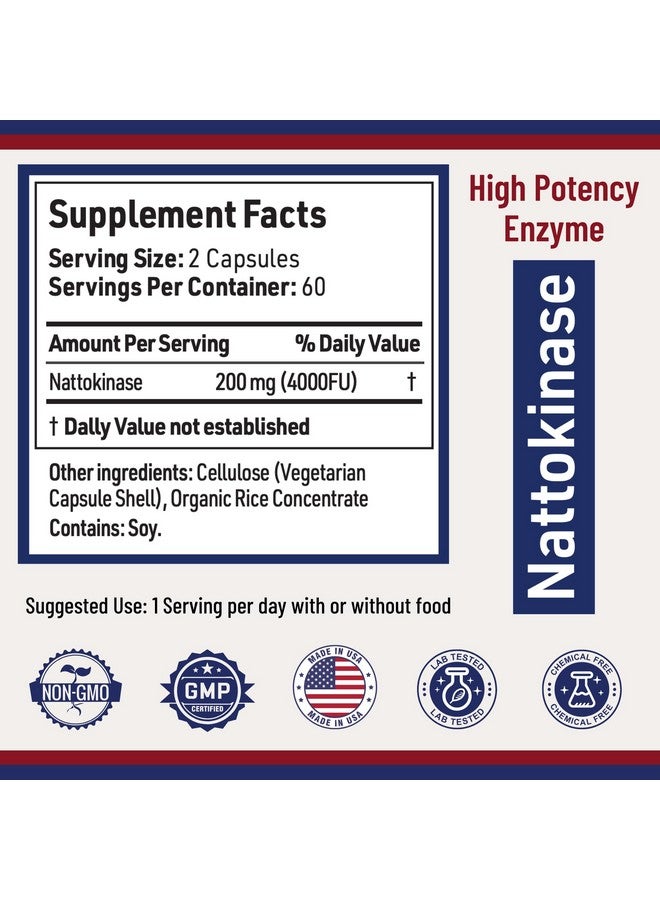 AgeImmune AgeImmune Nattokinase Supplement 4000 FU 200mg - Enzyme - Cardiovascular Support 120 Capsules -Derived from Japanese Natto - Made in The USA Without Magnesium Stearate. - Image 5