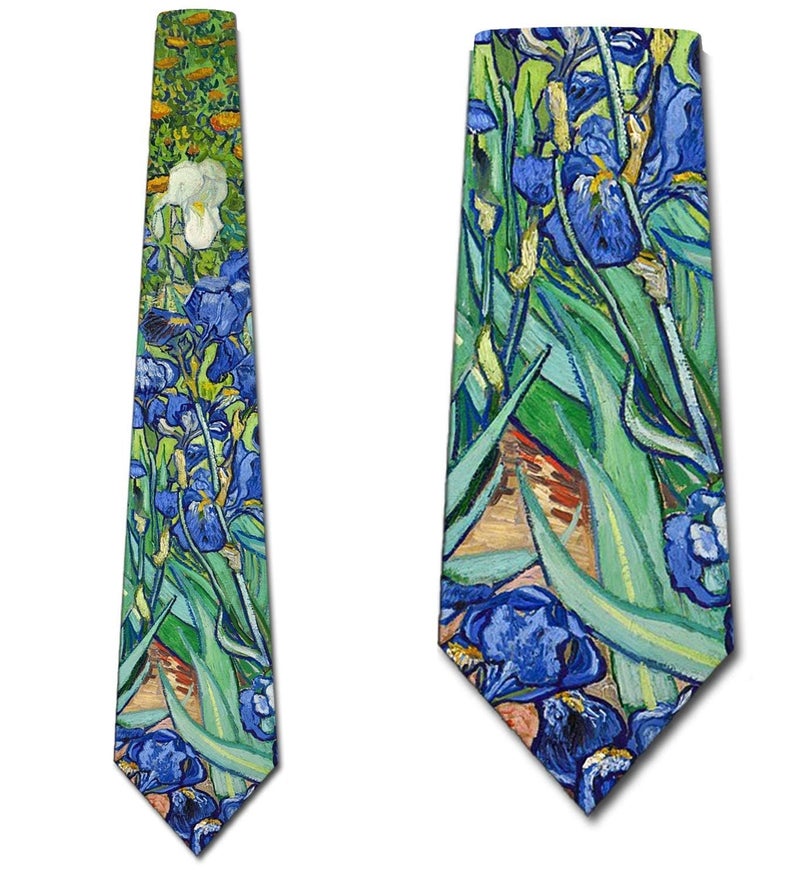 Three Rooker Art Ties Mens Van Gogh Irises Painting Necktie - Image 2