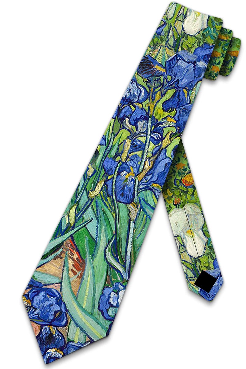 Three Rooker Art Ties Mens Van Gogh Irises Painting Necktie - Image 1