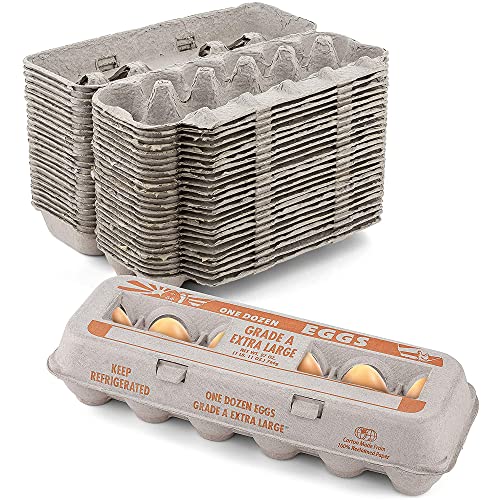 MT Products Printed Natural Pulp Egg Cartons 1 Dozen - Disposable Egg Storage Container (Pack of 25) - Made in the USA - Image 1
