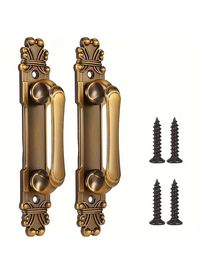 Brass Aluminum Alloy Cabinet Handles 2pcs Vintage European Door Pulls With Installation Hardware - Image 1