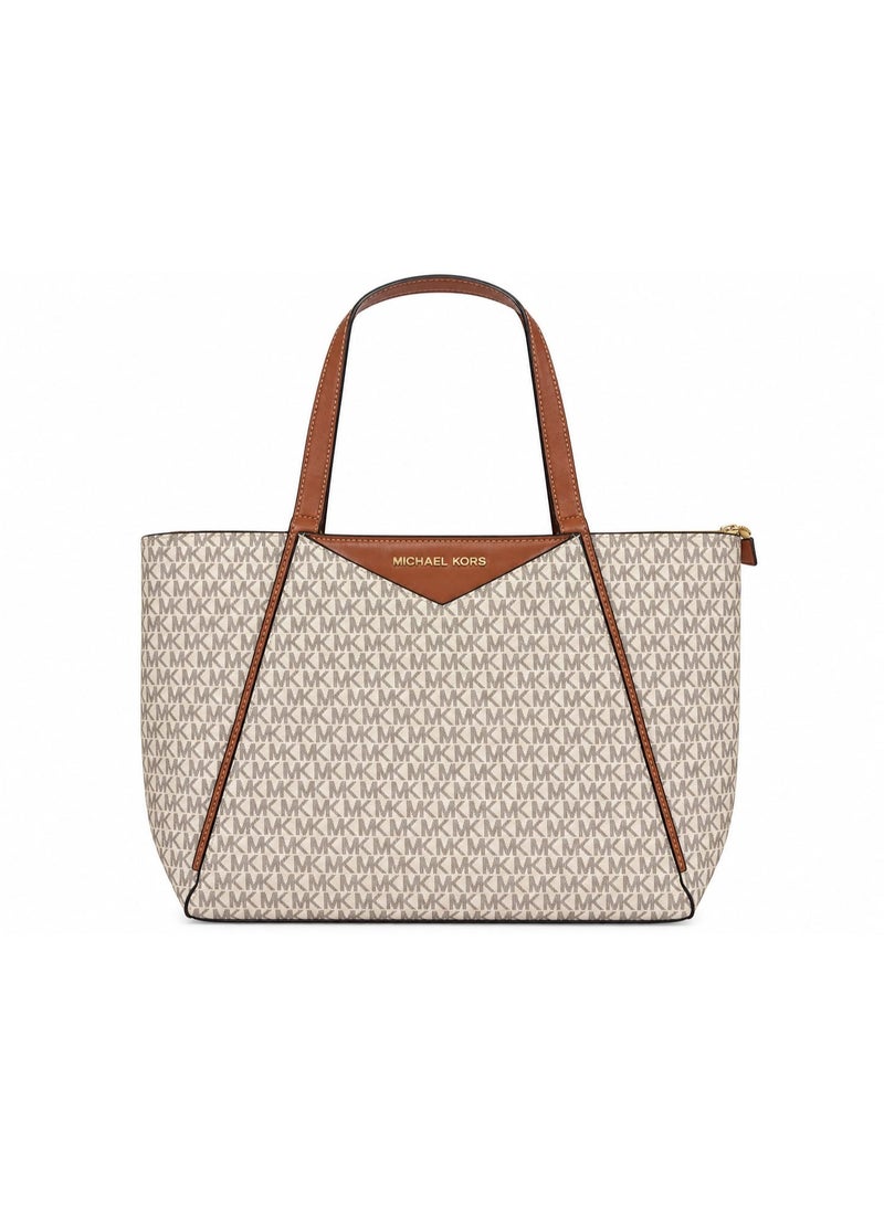 Michael Kors Women's Signature Logo Tote Bag - Beige & Brown - Image 1
