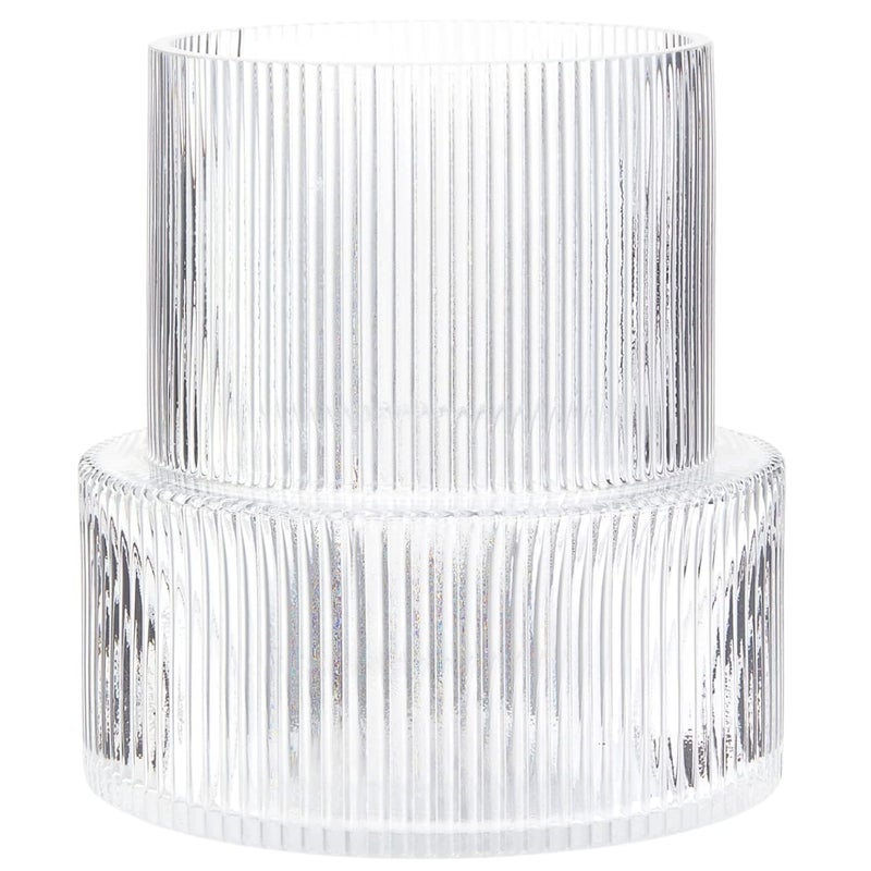 YANWE1 Ribbed Glass Vase, Flower Vase, Fluted Clear Vases for Flowers, Modern Vases for Living Room, Dining Table, Entryway, Shelf, Wedding, Office, Coffee Table, Birthday, 7.5 Inches - Image 1